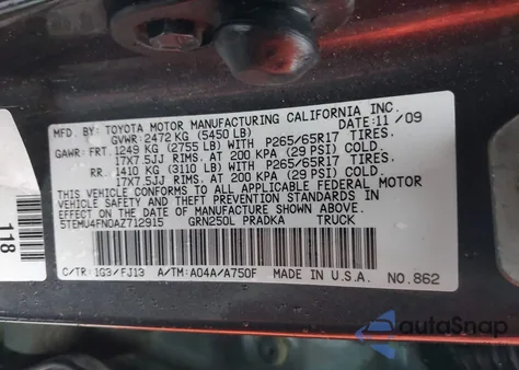 2010 Toyota Tacoma Base V6 from USA, damaged, VIN 5TEMU4FN0AZ712915